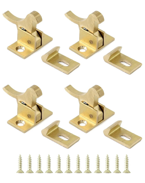 Heavy Duty Solid Brass Elbow Latches For Cabinets And Doors, Secure Elbow Catch Hardware With Mounting Screws, Built Like A Tank For Closets Windows Furniture And Homes