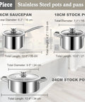 Six Piece Stainless Steel Pots And Pans Set With Nonstick Coating Induction Compatible And Oven Safe Includes 2 Qt Saucepan