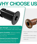 Rock Solid Heavy Duty Stainless Steel Dzus Quarter Turn Fasteners With 0.500 Inch Grip And Seven Sixteenths Inch Black Button Heads Built Tough For Custom Vehicles 10 Pack comparison of black fastener and rusted fastener.