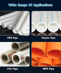 Wide range of PPR, plastic, PVC, and MPP pipes showcasing versatility for the 2 Piece Pipe Threading Tool Kit For 1/2 And 3/4 Inch Internal External Threads.