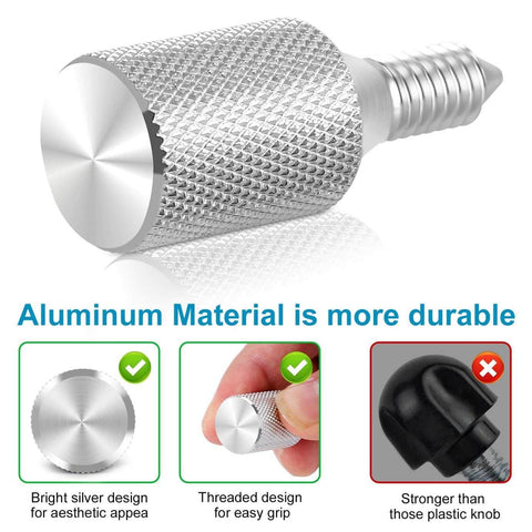 Two Pack KitchenAid Stand Mixer Attachment Hub Thumb Screws, Long Knob Replacement Parts, Silver, Secure Fit, Easy Install