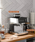 No Fuss Home Espresso Machine With Built In Grinder And Stainless Steel Milk Frother Wand For Killer Lattes And Smooth Shots Quick 20 Bar Brew Setup For Your Daily Grind on kitchen counter with water tank and detachable drip tray.