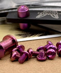 Titanium Purple Screws Set For 535 Bugout Knife Hardware Replacement Kit with Pivot Screws on display