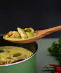 13.5 Inch Teak Cooking Spoon Wooden Mixing Spoon Handcrafted From Teak With High Moisture Resistance For Nonstick Cookware in pot