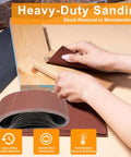 Workhorse Grade 3 X 21 Belt Sander Sanding Belts 100 Grit Aluminum Oxide Abrasive Strips for woodworking and stock removal.