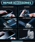 Repair accessories in 122 In 1 Precision Screwdriver Kit With 101 Magnetic Bits And 21 Tools for quick electronics fixes.