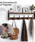 29 Inch Rustic Wall Coat Rack With Shelf And Hooks Entryway Organizer For Living Room Bedroom Or Bathroom Heavy Duty Black Finish 80 Lbs Capacity Perfect Storage And Display with items hanging and shelf decor