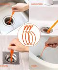 3 Pack 25 Inch Hair Snake Drain Clog Remover Tools Set For Sewer Toilet Shower Kitchen Sink And Bathroom Tub in use