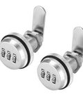 Combo Cam Lock Security Locks Set Of Two With Three Digit Password Code No Brainer Keyless Three Dial Locks, silver finish