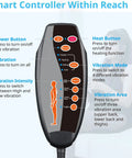 Smart controller for Ten Vibrating Motors Massage Seat Cushion With Heat showing buttons for power, vibration, and heat settings.