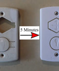 White Two Button Cover Plate For Garage Door Wall Station And Remote Opener Fits Classic Drive Quantum And Prodrive Openers Easy Five Minute Install With Minimal Button Movement To Prevent Breakage No Fuss - side by side installation comparison showing old and new plates