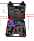 1/2 Inch Composite Air Impact Wrench With Twin Hammer Guts Delivers A Badass 1300 Ft Lbs Of Max Loosening Torque At A Screaming 8000 Rpm set in case with sockets.