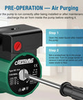On Demand Hot Water Recirculating Pump 93W 110V Three Speed Control with air purging instructions shown.