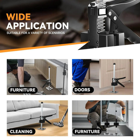 Two Pack Heavy Duty 15 Inch Arm Jack Supporting 440 Pounds for effortless furniture moving and door installation in multiple scenarios.