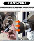 Heavy Duty Wheel Stud Installer Kit 2 Pack For Cars Pro Grade Includes 3/4 Inch Lug Nuts And M12x1.25 M12x1.5 M14x1.5 Stud Tools OEM 22800 Replacement Easy Accurate Wheel Stud Replacement And Installation in use, showing method on a car wheel hub.