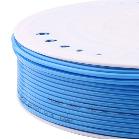 Close-up of Blue 4mm OD Polyurethane Pneumatic Hose 2.5mm ID Tubing For Air Compressors And Tools, 200 Meters Long reel.