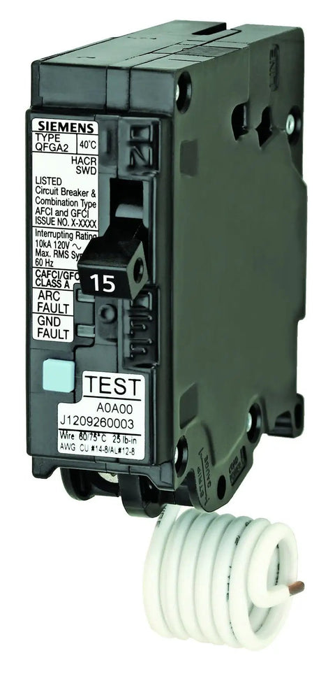 Q115DFH 15 Amp AFCI GFCI Dual Function Circuit Breaker with LED trip indicator and test button for plug on load center