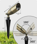 Built Tough Heavy Duty Solid Brass Landscape Spotlights 12V Outdoor Lighting, adjustable view showing 180° vertical and 360° horizontal angles