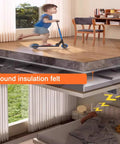 Rock Solid Acoustic Sound Proofing Panels For Walls And Ceilings Top Shelf High Density Butyl Rubber Studio Audio Dampening Pads Fire Safe Roll For Home Studios And Offices with child riding scooter above quiet room.