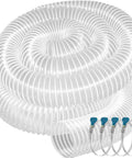 Kickass 4 Inch Pvc Dust Collection Hose 20 Feet Long Steel Coiled Anti Kink Flexible Exhaust Tubing coiled with stainless clamps.