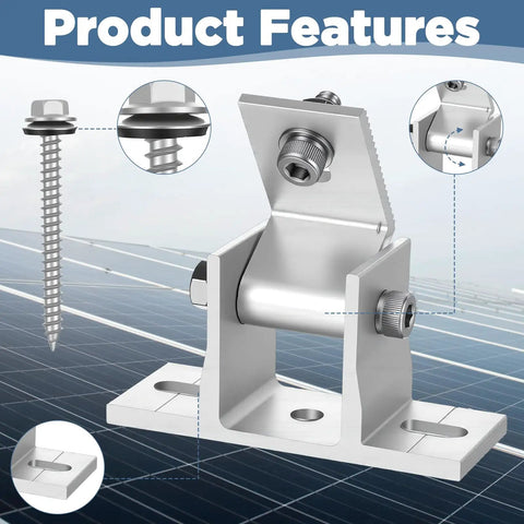 Slap On Those Bad Boy Solar Panel Mount Brackets For Flat Roofs And RV Rigs With Adjustable 10 To 60 Degrees, aluminum bracket details.