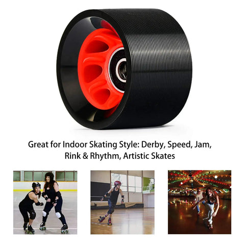 Eight Pack 58mm By 39mm 95A Indoor Quad Roller Skate Wheels For Roller Derby Speed Skating Artistic Jam Rink And Rhythm Skates