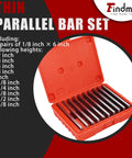 Thin Parallel Bar Set Pro Grade Ten Pairs One Eighth Inch Thick By Six Inch Long Precision Parallels in Red Storage Box