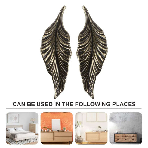 Antique Zinc Alloy Leaf Cabinet Handle Set, Vintage Style Leaf Drawer Pulls, 2 Pack Decorative Door Handles For Wardrobe And Cupboard