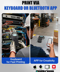 Real Deal Handheld Label Maker With Plug and Play Bluetooth Sync in use for efficient cable labeling and organization.