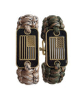 Paracord Bracelet For Men Tactical Survival Gear With Bronze USA Flag Charm Adjustable Three Size Fit Green Camo Outdoor EDC Accessory