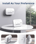 Carbon Monoxide Detectors 10-Year CO Detector With Human Alarm Sounds And Test Button For Home Safety, Electrochemical Technology With Low Battery Signal, Four Pack FJ127 displayed on wall and table