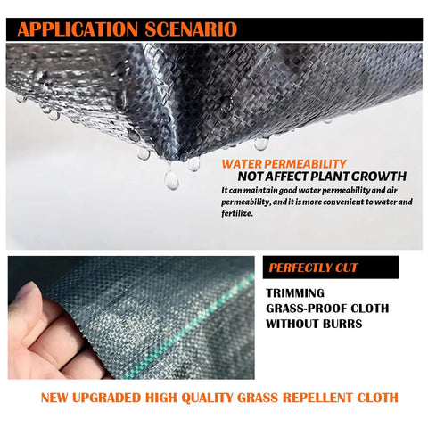 Close-up of water-permeable black woven fabric, showcasing Heavy Duty Woven Landscape Fabric Weed Barrier Ground Cover Geotextile Cloth Durable Polypropylene Weed Control For Gardens Driveways And Paths Roll 3 By 50 Feet.