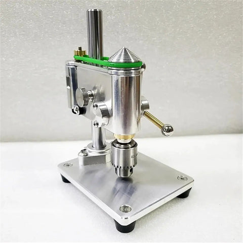Compact Mini Bench Drill Press Precision Machine For DIY Projects, Watch Repair And Crafts with aluminum body and brass spindle.