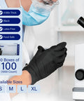 Top-Tier Black Nitrile Disposable Gloves In A Massive 1000-Count Box, 4 Mil Extra-Thick Cushioning X-Large Fit for lab use.
