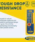 Straight Up Heavy Duty Laser Level Receiver With Dual Sided Led Display for Red Green or Infrared Rotating Lasers, showing tough drop resistance.