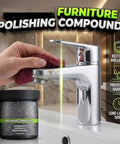 Heavy Multi Surface Scratch Remover With Applicator Pad For Wood Leather Metal Stone High Gloss Polish used on faucet.