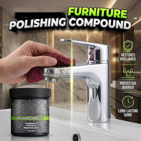 Heavy Multi Surface Scratch Remover With Applicator Pad For Wood Leather Metal Stone High Gloss Polish used on faucet.