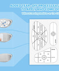 Left Hand Golf Impact Tape Set with 150 Pieces showing application on clubs and easy removal diagram