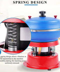 Jewelry Tumbler Polisher Workhorse, 90W Vibration Polishing Machine For Metal Parts, showing spring design and blue drum