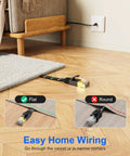 Flat Nylon Braided Cat7 Ethernet Cable 25 Ft Dope Ultra Slim And Heavy Duty Shielded Pure Copper LAN Cord Delivers 10Gbps High Speed For Gaming PS5 Xbox PC Router And Smart TV Ideal For Under Carpet Setup shown under carpet