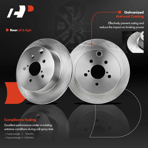 10.78 Inch Rear Solid Disc Brake Rotors And Ceramic Pads Kit For Subaru Crosstrek 2016 2020 close-up showing anti-rust coating