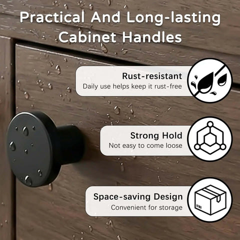 Close-up of a wet cabinet with rust-resistant black knob from 32 Piece Black Cabinet Knob Set Round 1 Inch Drawer Pulls For Kitchen Cabinets And Vanity Doors Durable Zinc Alloy Hardware