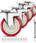 Heavy Duty 5 Inch Swivel Caster Wheels Set Of 4 With Dual Locking Brakes Silent Polyurethane Wheels Plate Mounted Bearings 360 Degree Rotation Industrial Grade Construction 2800 Lbs Load Capacity.