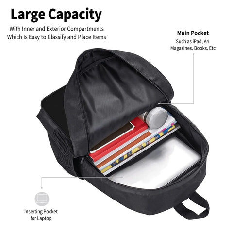 Open Vintage Shark Scuba Dive Flag Backpack For Unisex showing large capacity with inner compartments and laptop pocket.