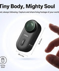 Clip1 Mini Action Camera With Hands Free POV Wearable Magnetic Mount shown in hand, dimensions 28.4mm x 64.6mm