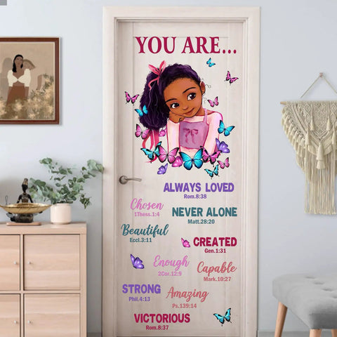 Dope Black Girl Religious Butterfly Wall Decal Sticker With Positive Saying You Are Beautiful For Nursery Decor And Afro Kids Room Vibe Inspirational Home Art Gift For Bedroom And Playroom