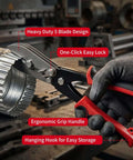 5 Blade Hand Crimper For Sheet Metal 24 28 Gauge Ductwork HVAC Crimping Tool held by gloved hand, focusing on ergonomic grip and heavy duty design
