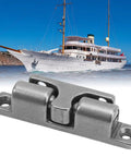 Heavy Duty Stainless Steel Cabinet Tension Catch Ball Roller Latch 70mm, perfect for yacht and RV doors against a boat backdrop.
