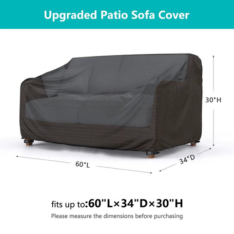 Heavy Duty Waterproof Patio Sofa Cover For 60 Inch Length 34 Inch Depth 30 Inch Height Outdoor Couch Fits Two Seaters