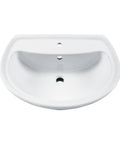 Cadet Pedestal Lavatory Top With Single Faucet Hole In White, Dope Sleek Euro Style Bathroom Sink, top view of sink with faucet hole